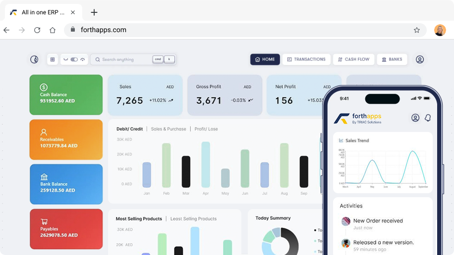 ForthApps dashboard and mobile app