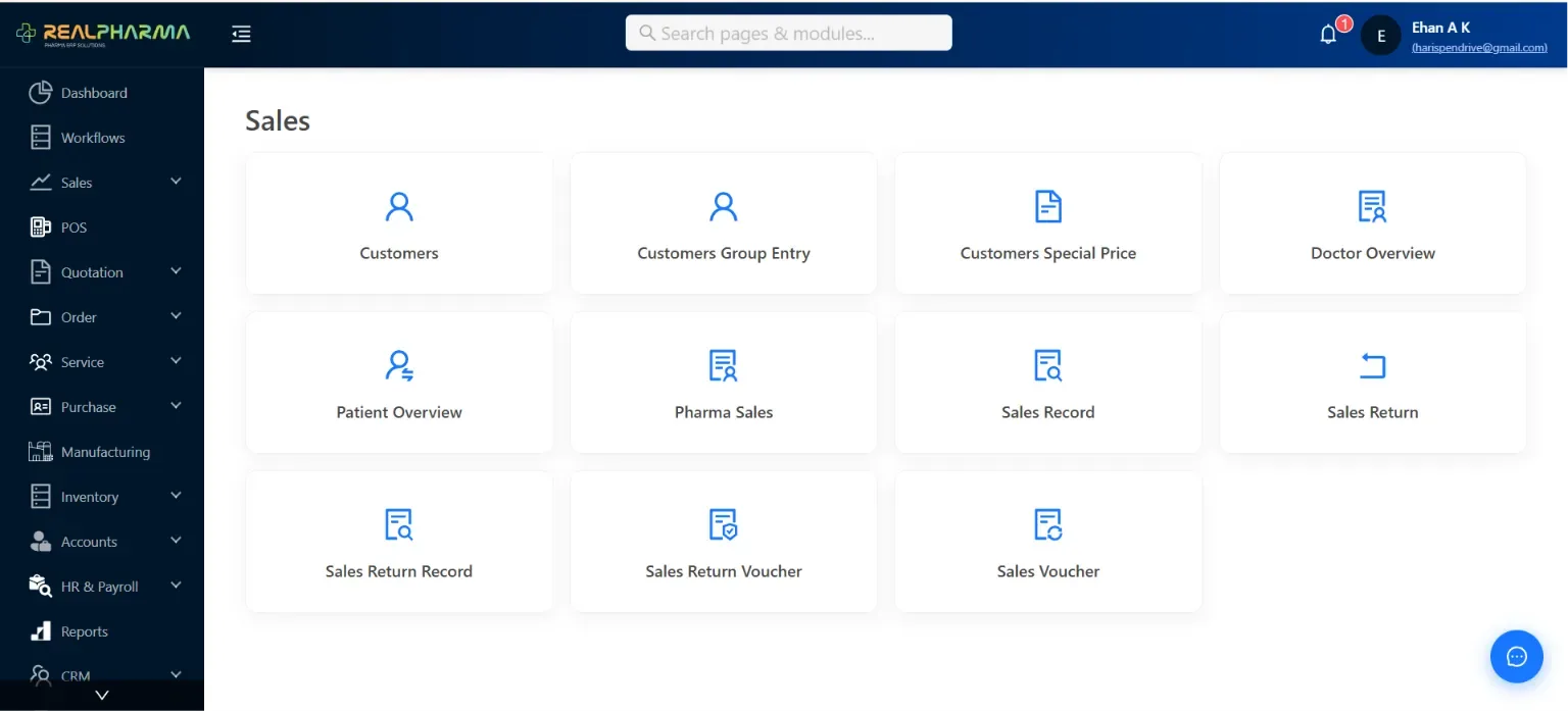 PharmaERP Interface